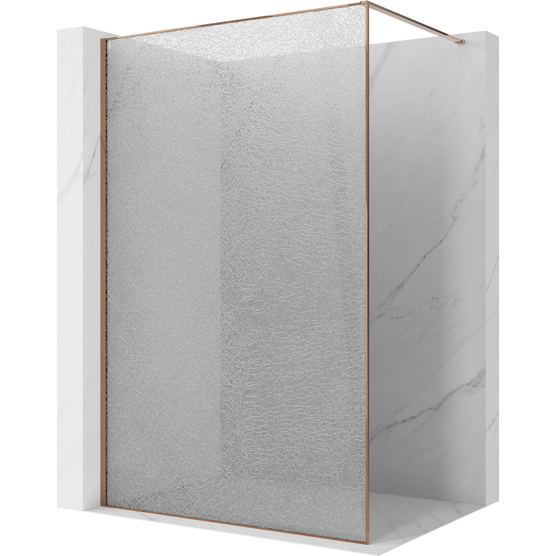 Mexen Kioto ścianka prysznicowa Walk-in 160 x 200 cm, crackle transparent 12 mm, różowe złoto - 800-160-101-60-04-X