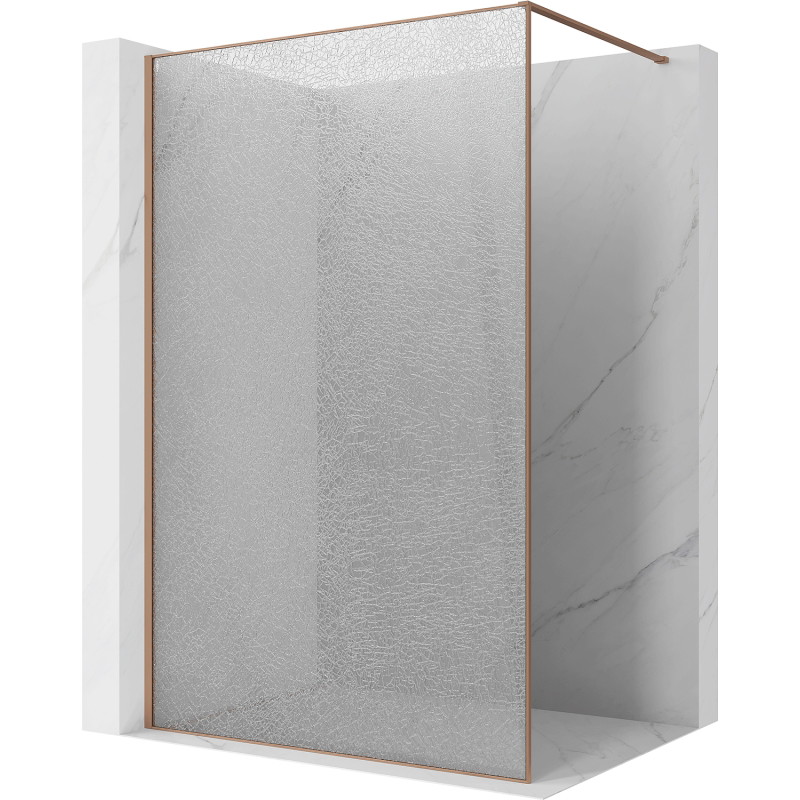 Mexen Kioto duschvägg Walk-in 90 x 200 cm, crackle transparent 12 mm, borstad koppar - 800-090-101-65-04-X
