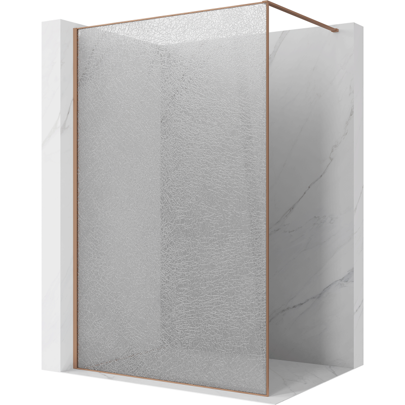 Mexen Kioto ścianka prysznicowa Walk-in 120 x 200 cm, crackle transparent 12 mm, miedź szczotkowana - 800-120-101-65-04-X