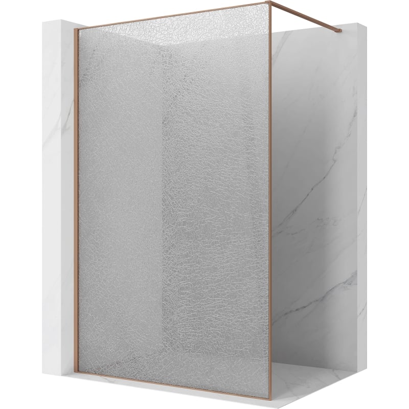 Mexen Kioto panel de ducha Walk-in 130 x 200 cm, crackle transparente 12 mm, cobre cepillado - 800-130-101-65-04-X