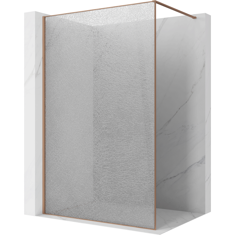 Mexen Kioto ścianka prysznicowa Walk-in 130 x 200 cm, crackle transparent 12 mm, miedź szczotkowana - 800-130-101-65-04-X