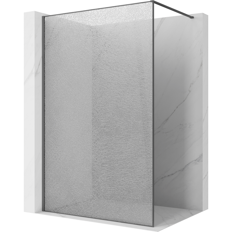 Mexen Kioto ścianka prysznicowa Walk-in 100 x 200 cm, crackle transparent 12 mm, gun gray szczotkowany - 800-100-101-66-04-X