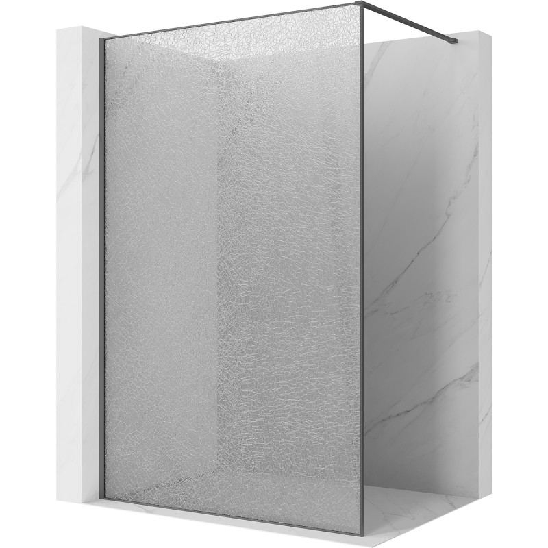 Mexen Kioto duschvägg Walk-in 120 x 200 cm, crackle transparent 12 mm, borstad pistolgrå - 800-120-101-66-04-X