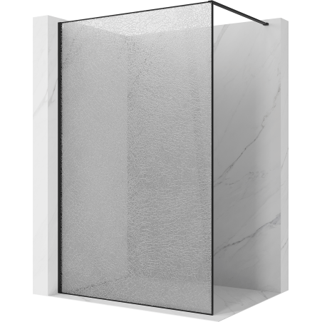 Mexen Kioto Walk-in Shower Wall 100 x 200 cm, Crackle Transparent 12 mm, Black - 800-100-101-70-04-X