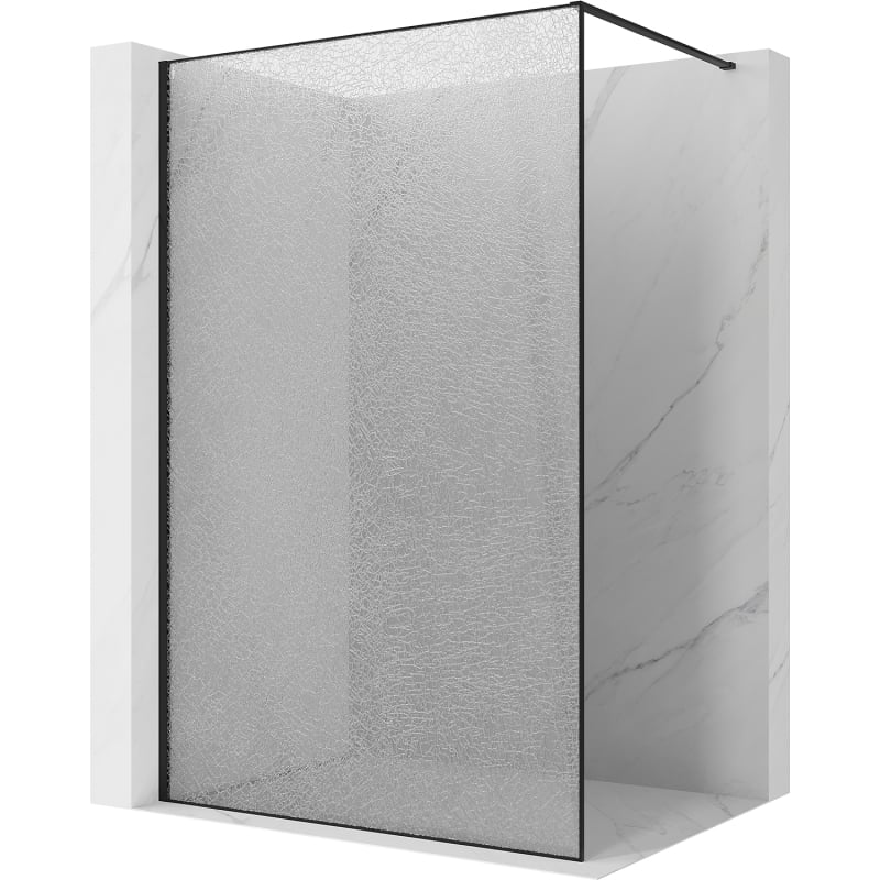 Mexen Kioto panel de ducha Walk-in 150 x 200 cm, crackle transparente 12 mm, negro - 800-150-101-70-04-X