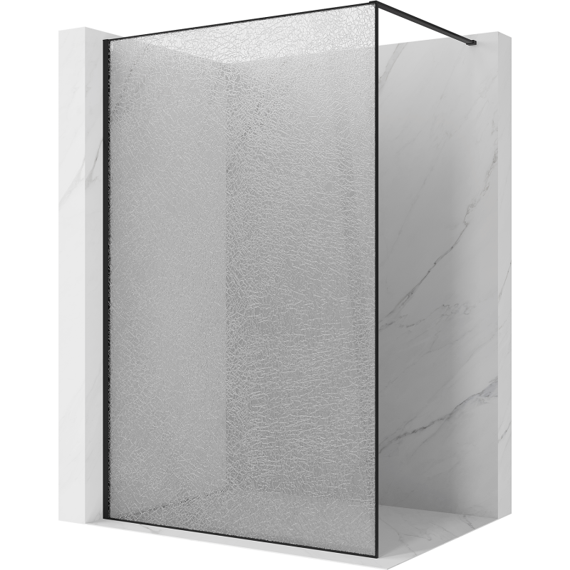 Mexen Kioto ścianka prysznicowa Walk-in 160 x 200 cm, crackle transparent 12 mm, czarna - 800-160-101-70-04-X