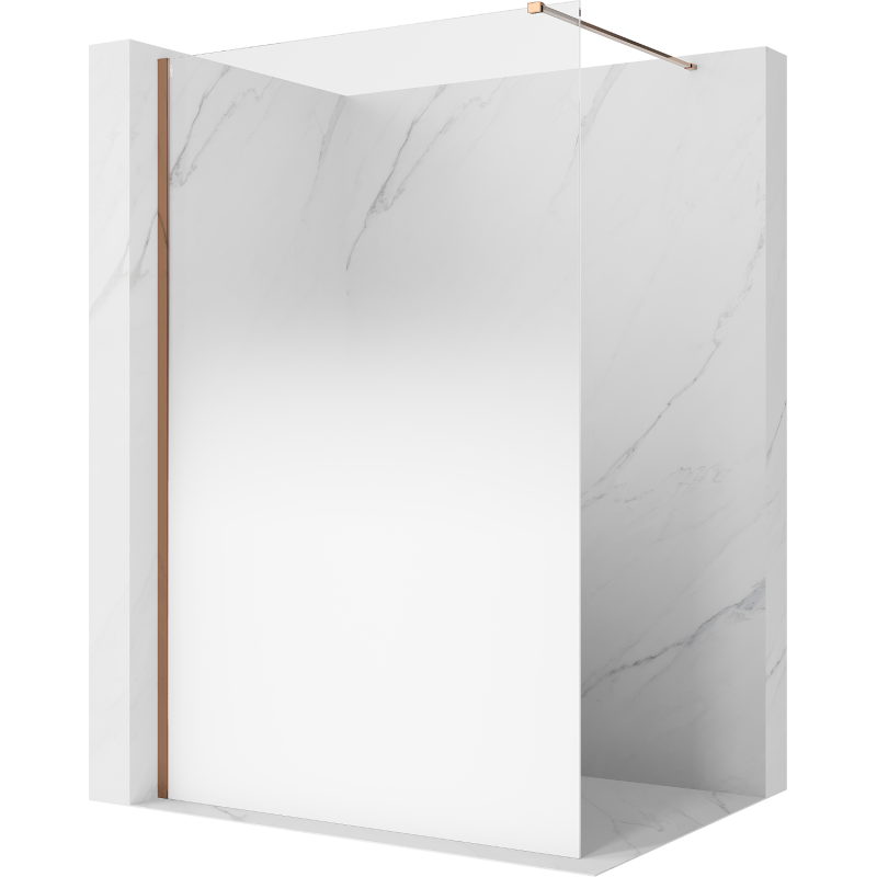 Mexen Kioto ścianka prysznicowa Walk-in 150 x 200 cm, ombre biała 8 mm, różowe złoto - 800-150-101-60-86