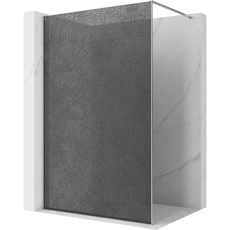 Mexen Kioto mampara de ducha Walk-in 130 x 200 cm, crackle grafito 12 mm, cromo - 800-130-101-01-44-X