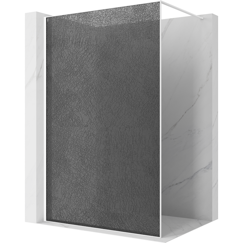 Mexen Kioto ścianka prysznicowa Walk-in 70 x 200 cm, crackle grafit 12 mm, biała - 800-070-101-20-44-X