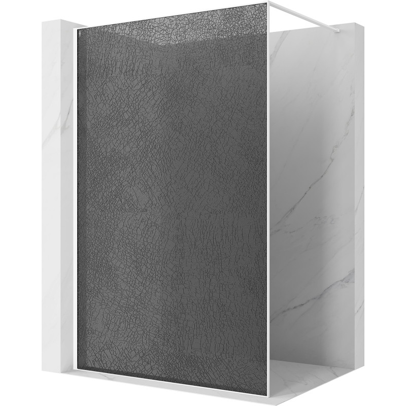 Mexen Kioto Πάνελ ντους Walk-in 100 x 200 cm, γραφίτης ραγισμένος 12 mm, λευκό