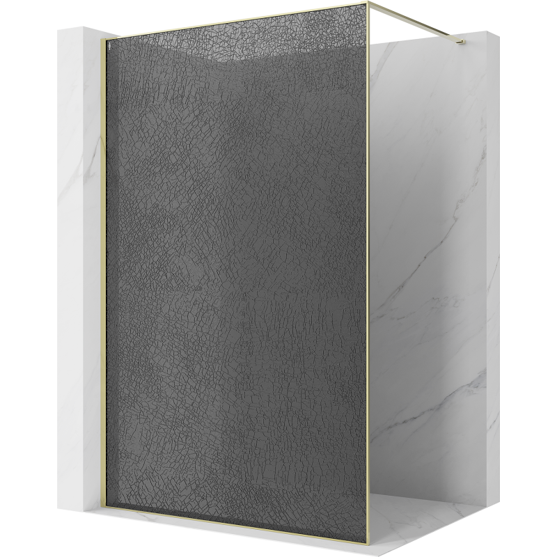 Mexen Kioto ścianka prysznicowa Walk-in 80 x 200 cm, crackle grafit 12 mm, złota - 800-080-101-50-44-X