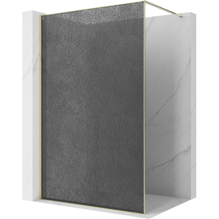 Mexen Kioto ścianka prysznicowa Walk-in 80 x 200 cm, crackle grafit 12 mm, złota - 800-080-101-50-44-X