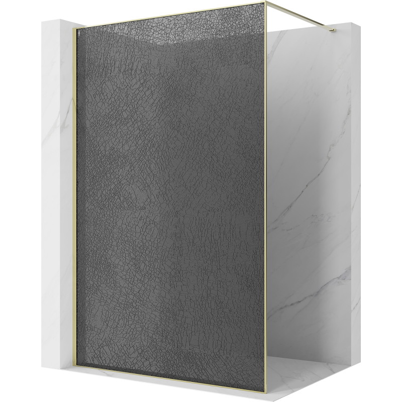 Mexen Kioto cloison de douche Walk-in 120 x 200 cm, crackle graphite 12 mm, or - 800-120-101-50-44-X