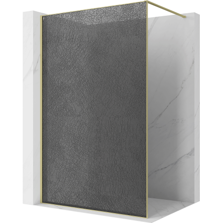 Mexen Kioto parede de duche Walk-in 100 x 200 cm, crackle grafite 12 mm, dourada escovada - 800-100-101-55-44-X