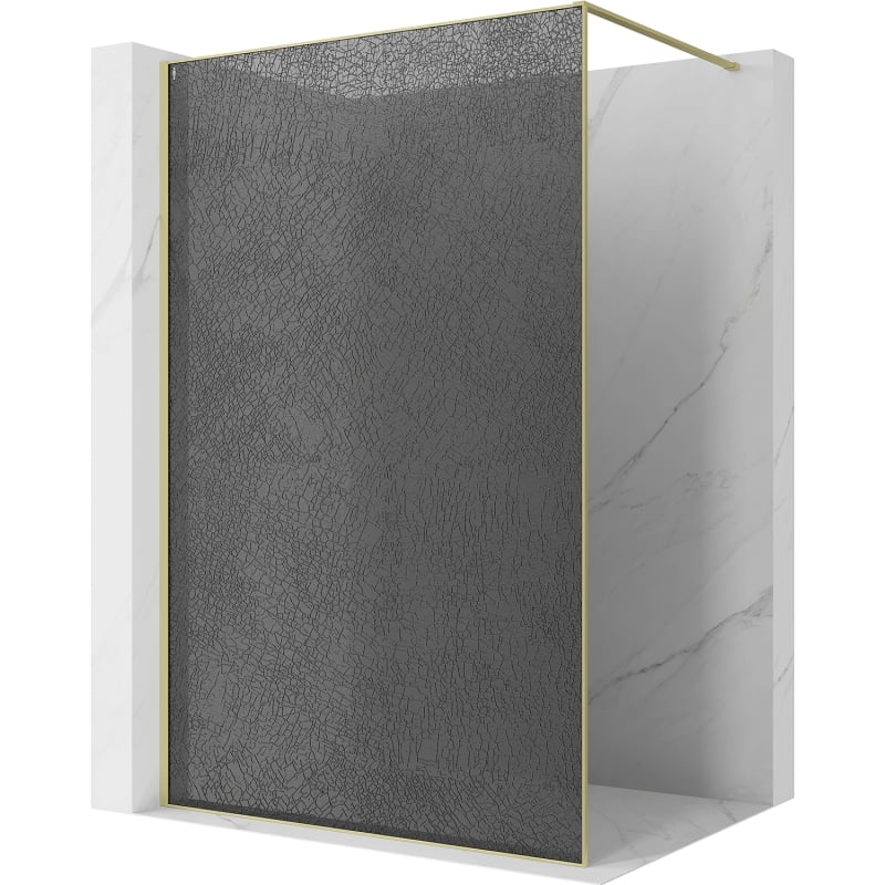 Mexen Kioto duša siena Walk-in 130 x 200 cm, crackle grafīts 12 mm, zelta matēta - 800-130-101-55-44-X