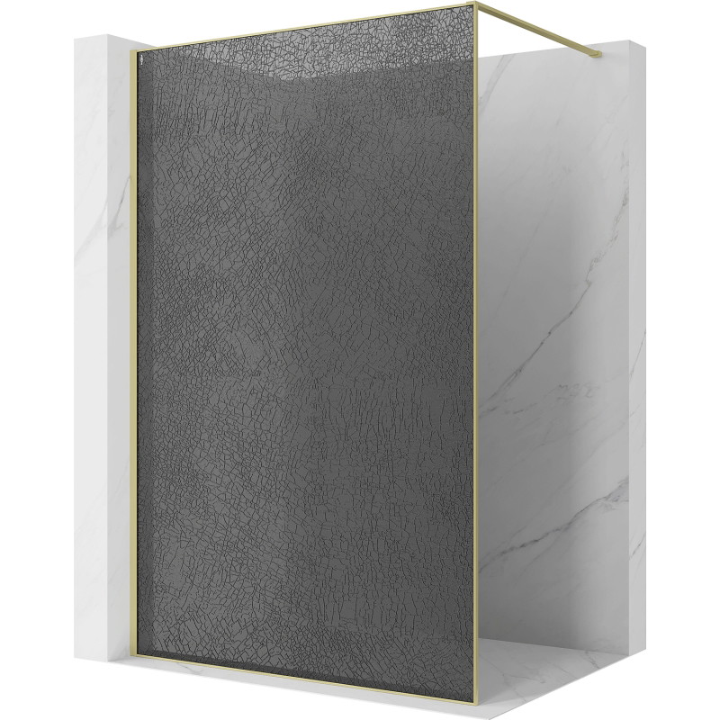Mexen Kioto parede de duche Walk-in 160 x 200 cm, crackle grafite 12 mm, dourado escovado - 800-160-101-55-44-X
