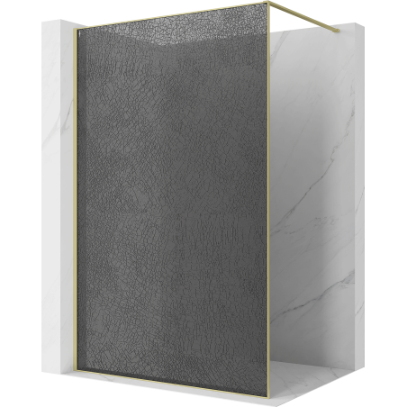 Mexen Kioto parede de duche Walk-in 160 x 200 cm, crackle grafite 12 mm, dourado escovado - 800-160-101-55-44-X