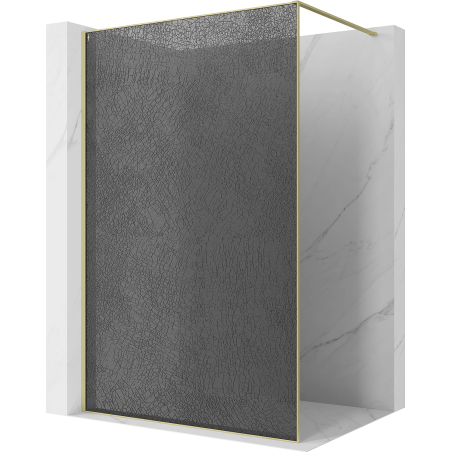 Mexen Kioto Walk-in shower wall 160 x 200 cm, graphite crackle 12 mm, brushed gold - 800-160-101-55-44-X