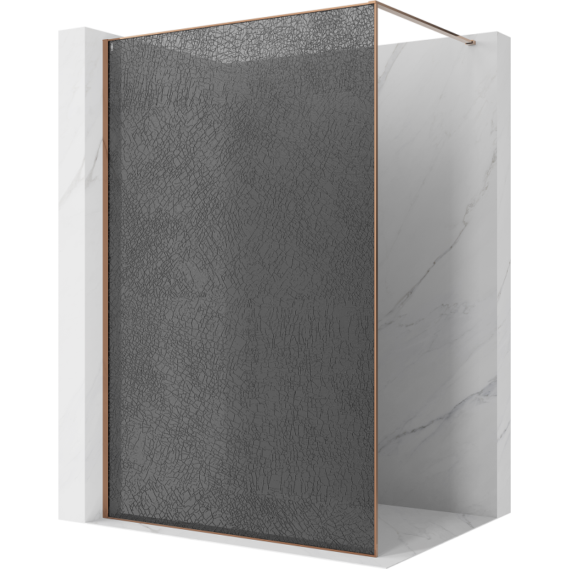 Mexen Kioto ścianka prysznicowa Walk-in 90 x 200 cm, crackle grafit 12 mm, różowe złoto - 800-090-101-60-44-X