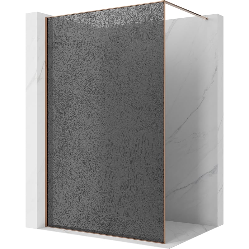 Mexen Kioto panel de ducha Walk-in 110 x 200 cm, crackle grafito 12 mm, oro rosa - 800-110-101-60-44-X