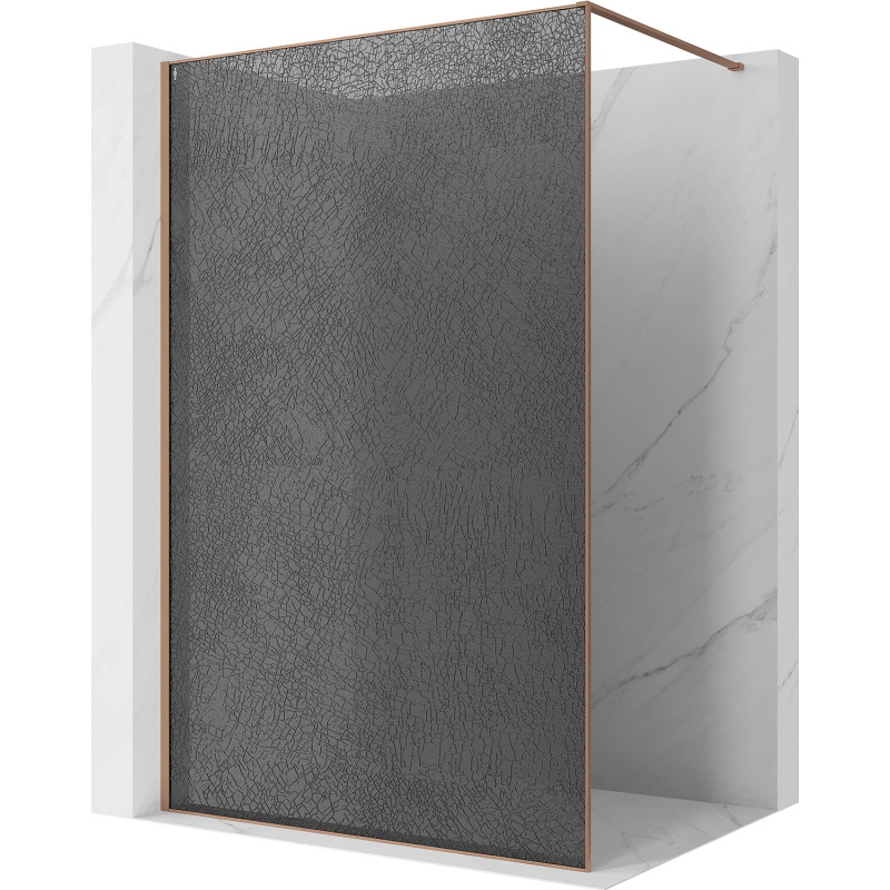 Mexen Kioto parede de duche Walk-in 90 x 200 cm, vidraça grafite 12 mm, cobre escovado - 800-090-101-65-44-X