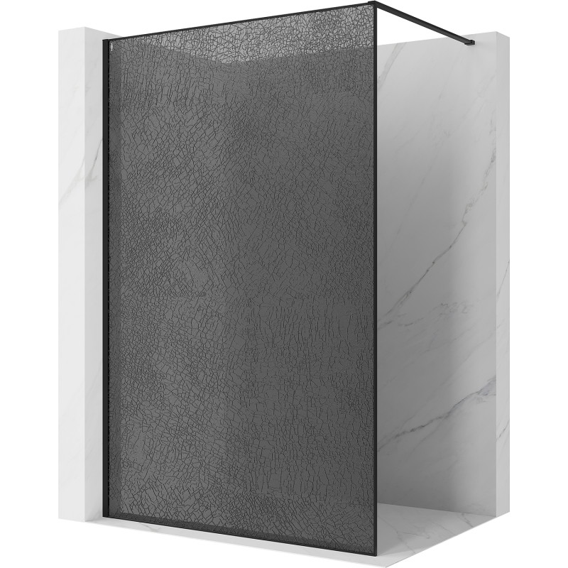 Mexen Kioto paroi de douche Walk-in 70 x 200 cm, craquelé graphite 12 mm, noir - 800-070-101-70-44-X
