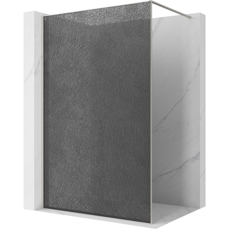 Mexen Kioto paroi de douche walk-in 150 x 200 cm, crackle graphite 12 mm, nickel brossé - 800-150-101-97-44-X