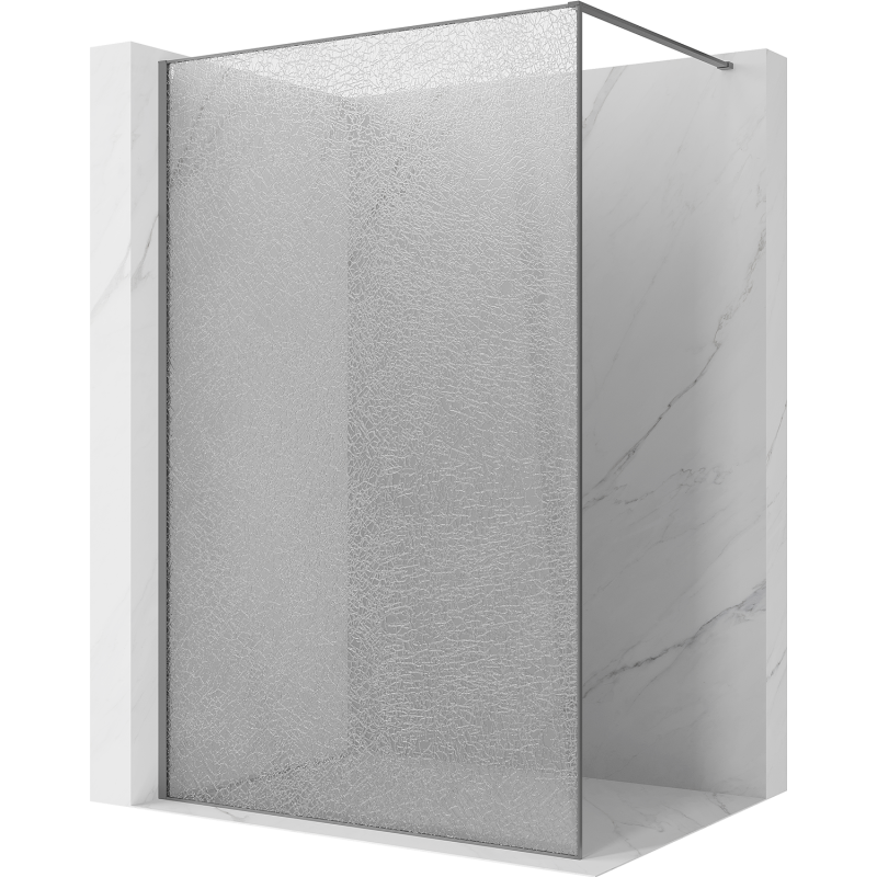 Mexen Kioto ścianka prysznicowa Walk-in 150 x 200 cm, crackle transparent 12 mm, gun metal - 800-150-101-95-04-X