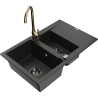 Mexen Gaspar 1,5-Kummer Granitspull mat Drainage an Kichenkran Telma, schwaarz/golder - 6507-75-670200-50-B