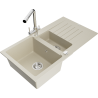 Mexen Matias 1.5-bowl granite sink with drainer and Duero kitchen tap, beige - 6502-69-671600-00