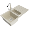 Mexen Matias Granitspüle 1,5-Kammer mit Abtropffläche und Küchenarmatur Duero, beige - 6502-69-671600-00
