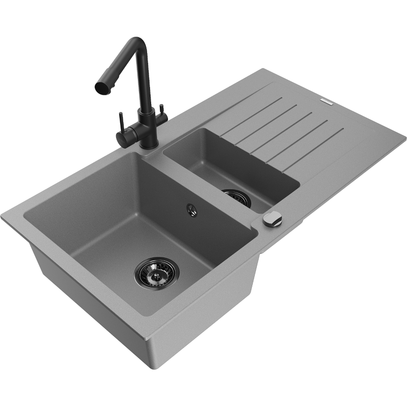 Mexen Matias νεροχύτης γρανίτης 1,5 θαλάμου με στραγγιστήριο και μπαταρία