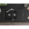 Mexen Matias granitische spoelbak 1,5-kamer met afdruiprek en keukenkraan Duero, zwart/zilver metallic - 6502-73-671600-00