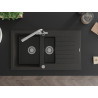 Mexen Matias granieten spoelbak 1,5-comparteer met druiprek en keukenkraan Duero, zwart/goud metallic - 6502-75-671600-00