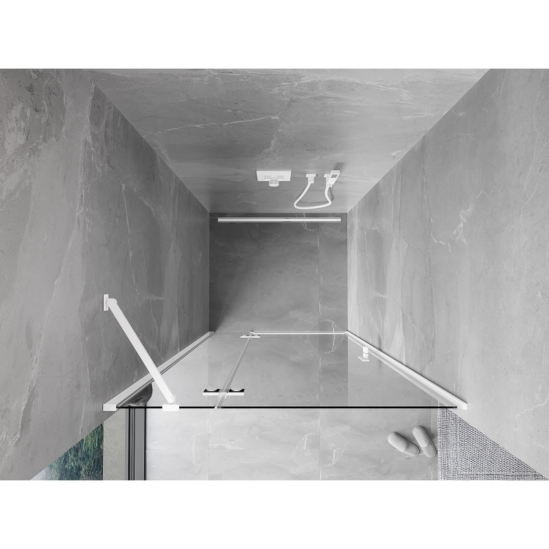 Mexen Mist-H porta doccia a battente sinistra 90 cm, trasparente, bianco - 8A5-090-000-20-00-L