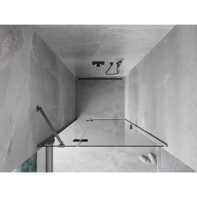Mexen Mist-H vänsterhängd duschdörr 85 cm, transparent, gun metal - 8A5-085-000-95-00-L