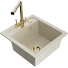 Mexen Vito granieten gootsteen 1-komerig met keukenmengkraan Duero, beige - 6503-69-671600-50