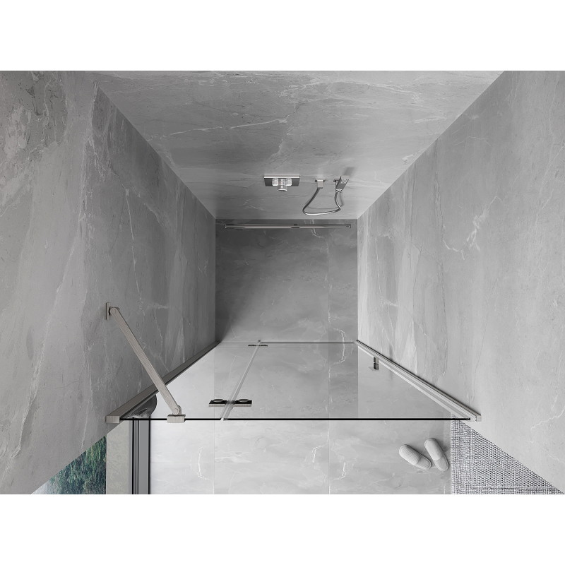 Mexen Mist-H links openslaande douchedeur 120 cm, transparant, geborsteld nikkel - 8A5-120-000-97-00-L