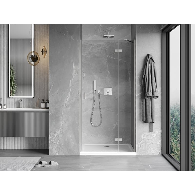Mexen Mist-H svängbara duschdörrar höger 100 cm, transparent, borstad nickel - 8A5-100-000-97-00-P