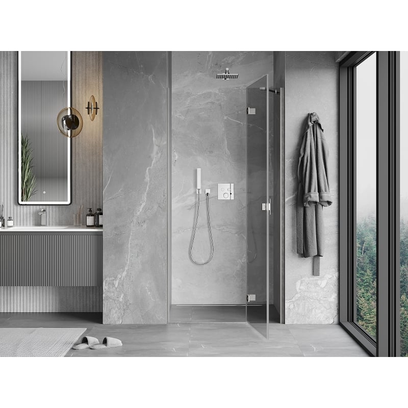 Mexen Mist-H svängbara duschdörrar höger 100 cm, transparent, borstad nickel - 8A5-100-000-97-00-P