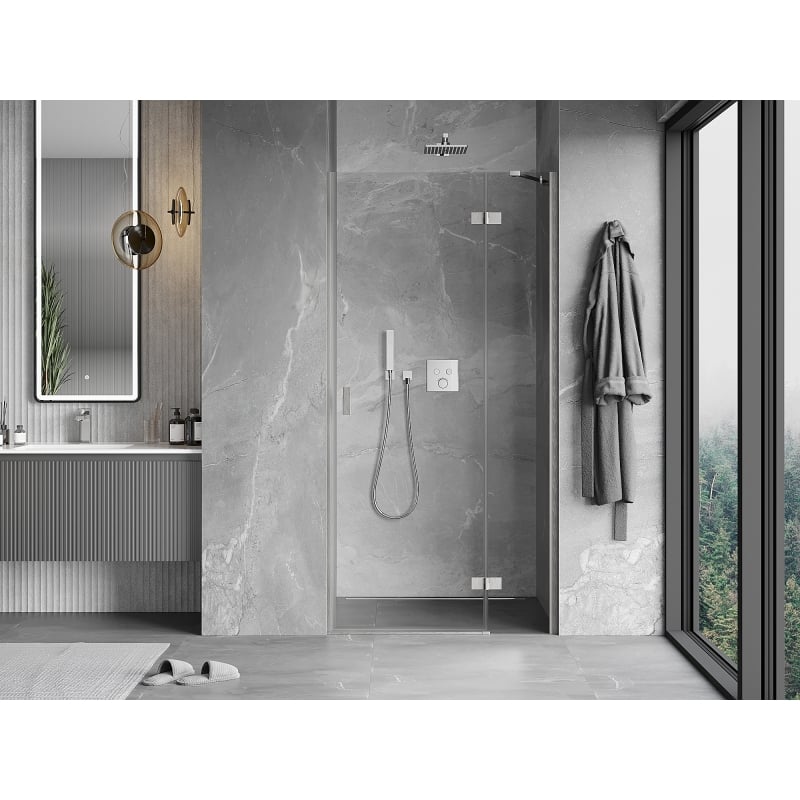 Mexen Mist-H svängbara duschdörrar höger 100 cm, transparent, borstad nickel - 8A5-100-000-97-00-P