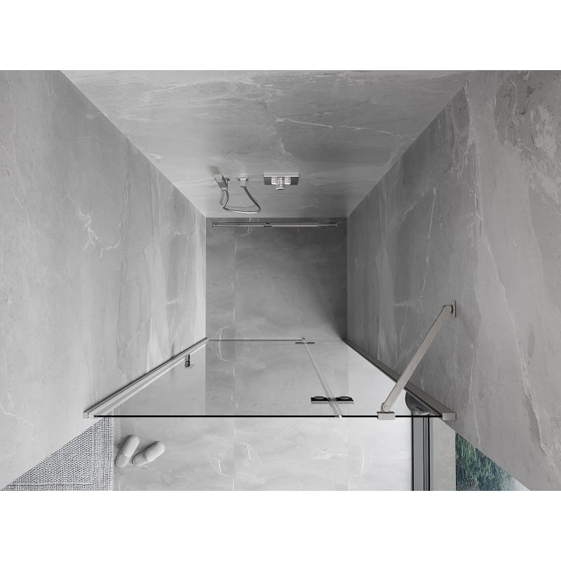 Mexen Mist-H svängbara duschdörrar höger 100 cm, transparent, borstad nickel - 8A5-100-000-97-00-P