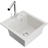 Mexen Vito fregadero de granito de 1 seno con grifo de cocina Duero, blanco - 6503-20-671600-00