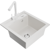 Mexen Vito 1-bowl granite sink with Duero kitchen tap, white - 6503-20-671600-20