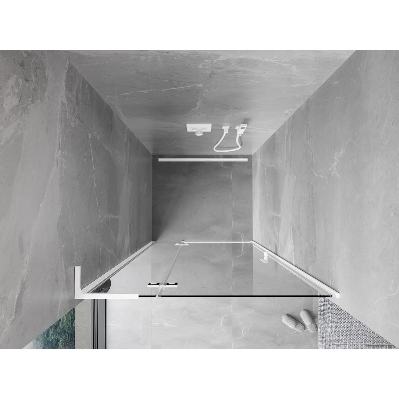 Mexen Mist-H L levo nihajna tuš vrata 80 cm, prozorna, bela - 8A5L-080-000-20-00-L