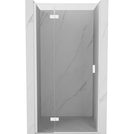 Mexen Mist-H L levo nihajna tuš vrata 80 cm, prozorna, bela - 8A5L-080-000-20-00-L