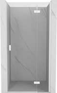 Mexen Mist-H L 90 cm parempoolne hinged dušsuks, läbipaistev, valge - 8A5L-090-000-20-00-P