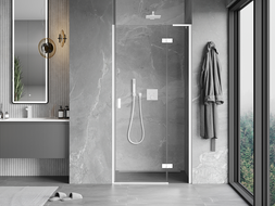 Mexen Mist-H L dušikabiini parempoolsed hingedega uksed 105 cm, läbipaistvad, valged - 8A5L-105-000-20-00-P