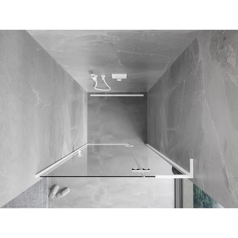 Mexen Mist-H L rechterscharnier draaideur 120 cm, transparant, wit - 8A5L-120-000-20-00-P