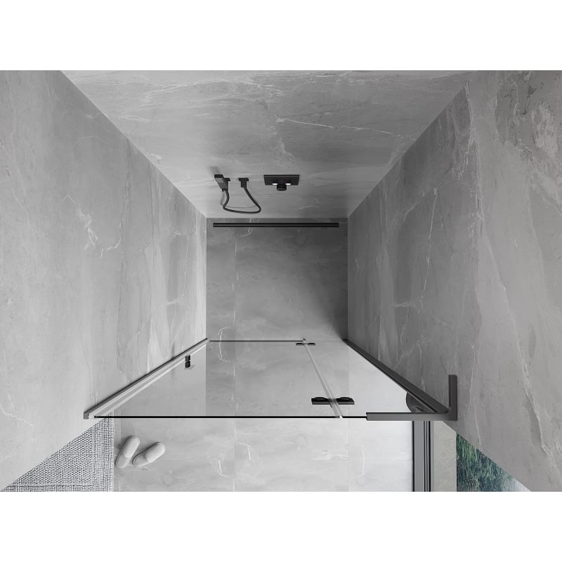 Mexen Mist-H L porte de douche battante droite 70 cm, transparente, métal canon - 8A5L-070-000-95-00-P